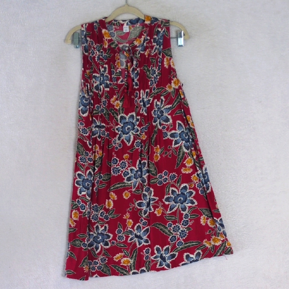 Old Navy Women's Red Floral Sleeveless Tropical Vacation Midi Dress Size M
